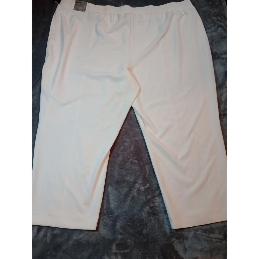 Catherines Crepe Knit Dress Pants 30/32 WP 4XWP White Pull On Ponte Stretch Crop